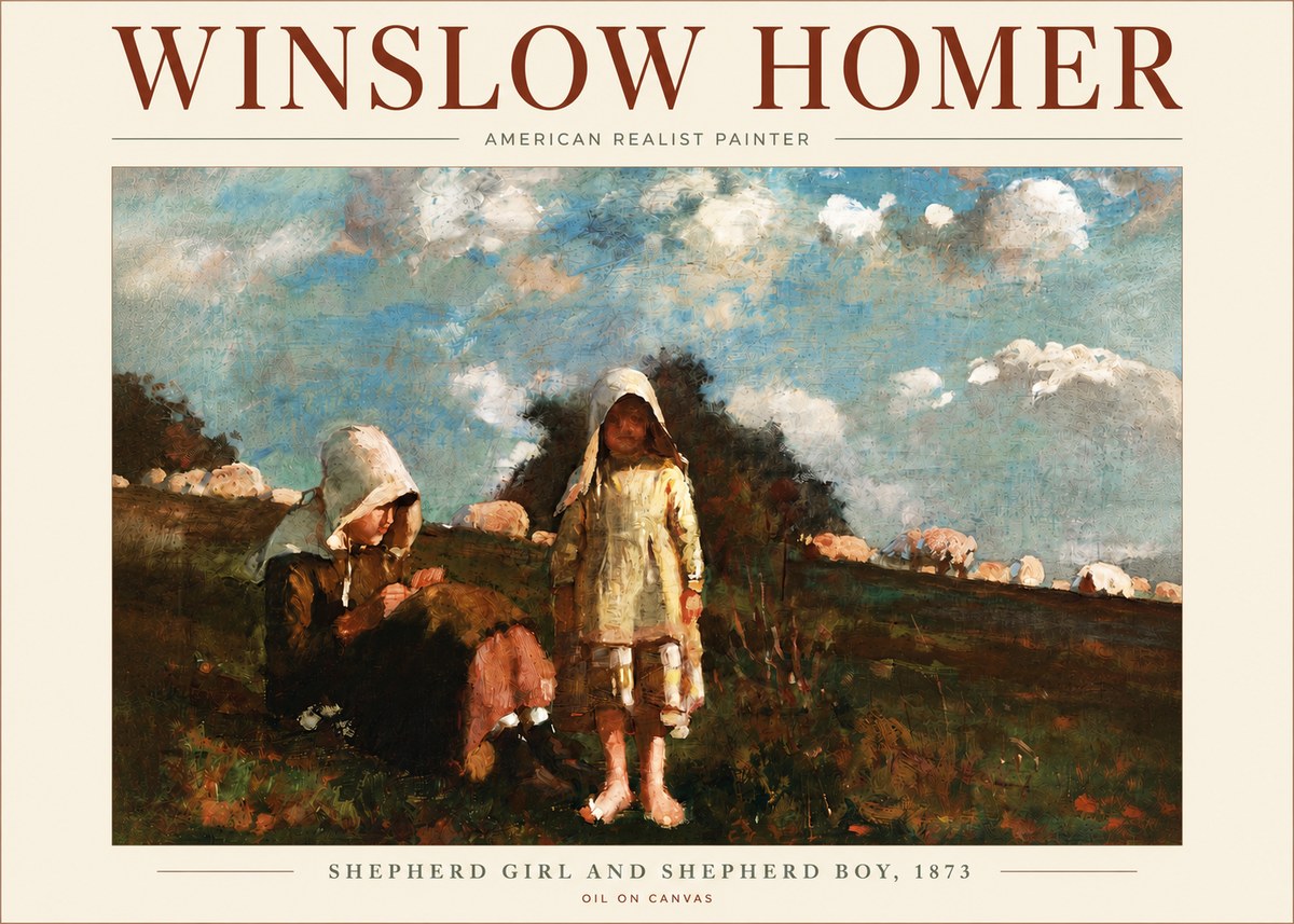 Winslow Homer Shepherd Girl and Shepherd Boy, 1873 No5 - Plakát