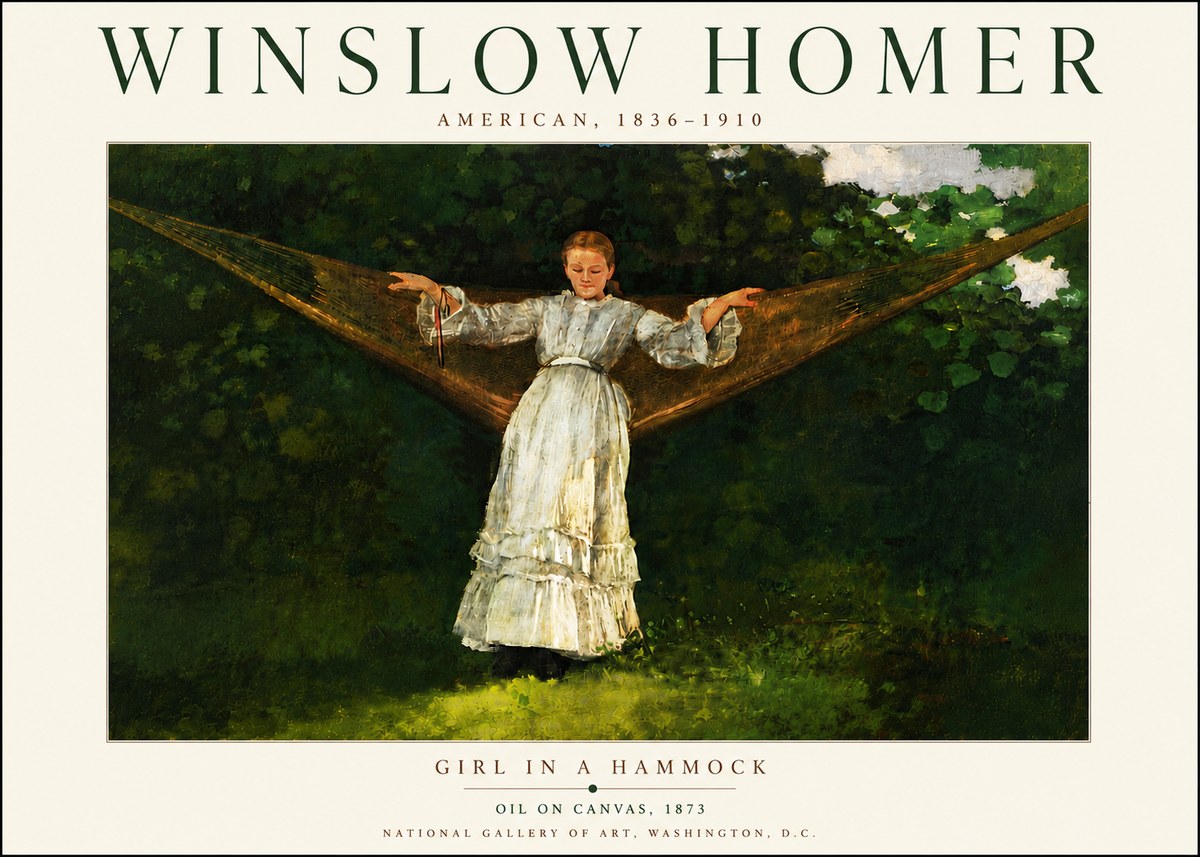 Winslow Homer Girl in a Hammock No6 - Plakát