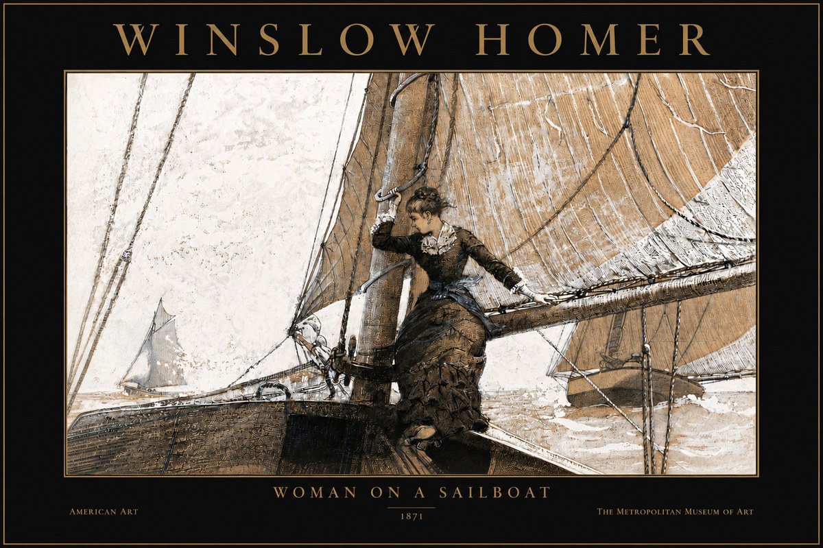 Winslow Homer Woman on a Sailboat No3 - Plakát