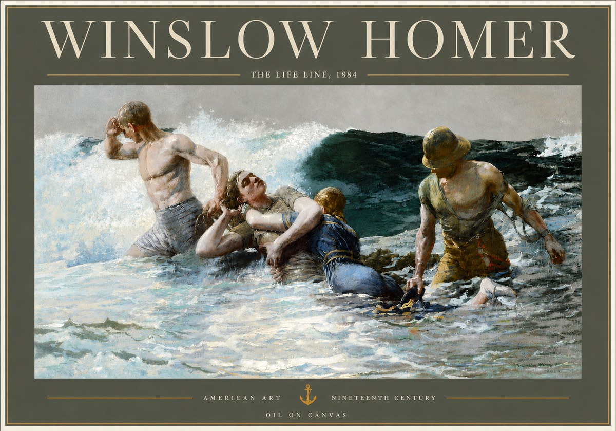 Winslow Homer The Life Line No4 - Plakát