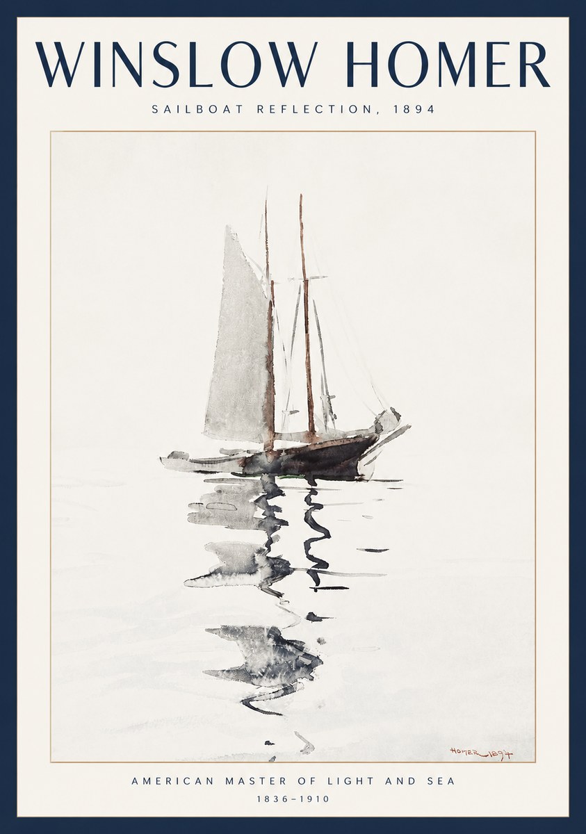 Winslow Homer Sailboat Reflection, 1894 No2 - Plakát