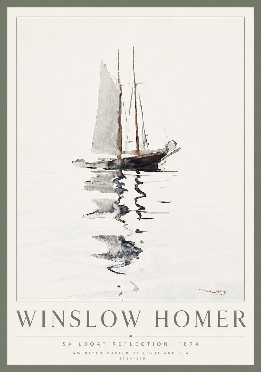 Winslow Homer Sailboat Reflection, 1894 No3 - Plakát