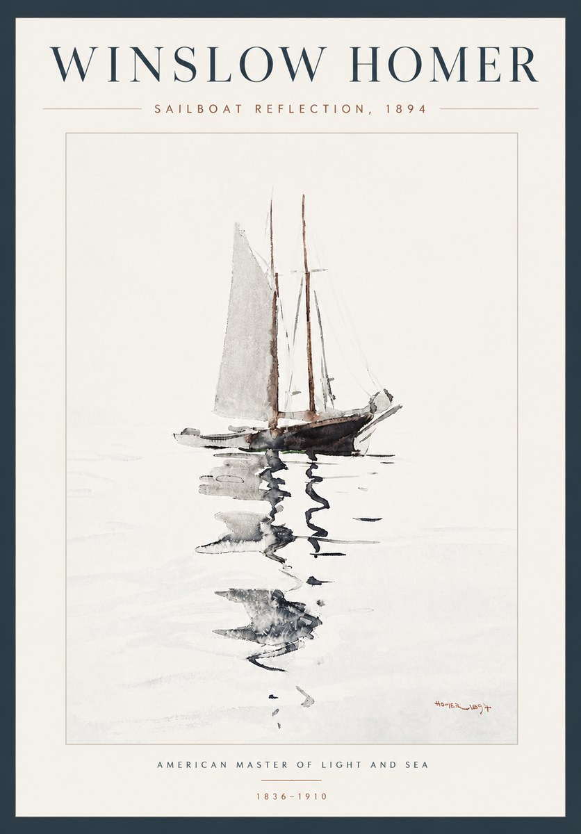 Winslow Homer Sailboat Reflection, 1894 No5 - Plakát