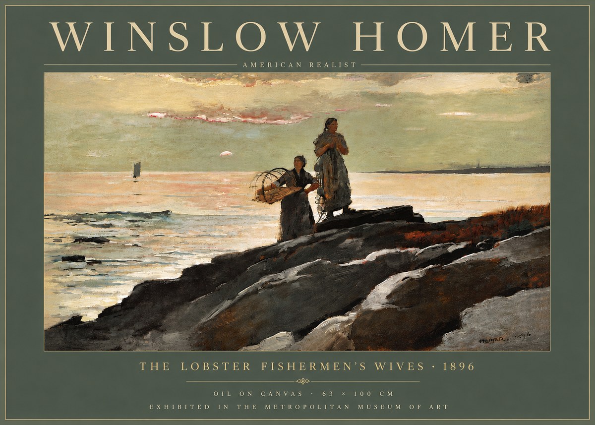 Winslow Homer The Lobster Fishermen's Wives No6 - Plakát