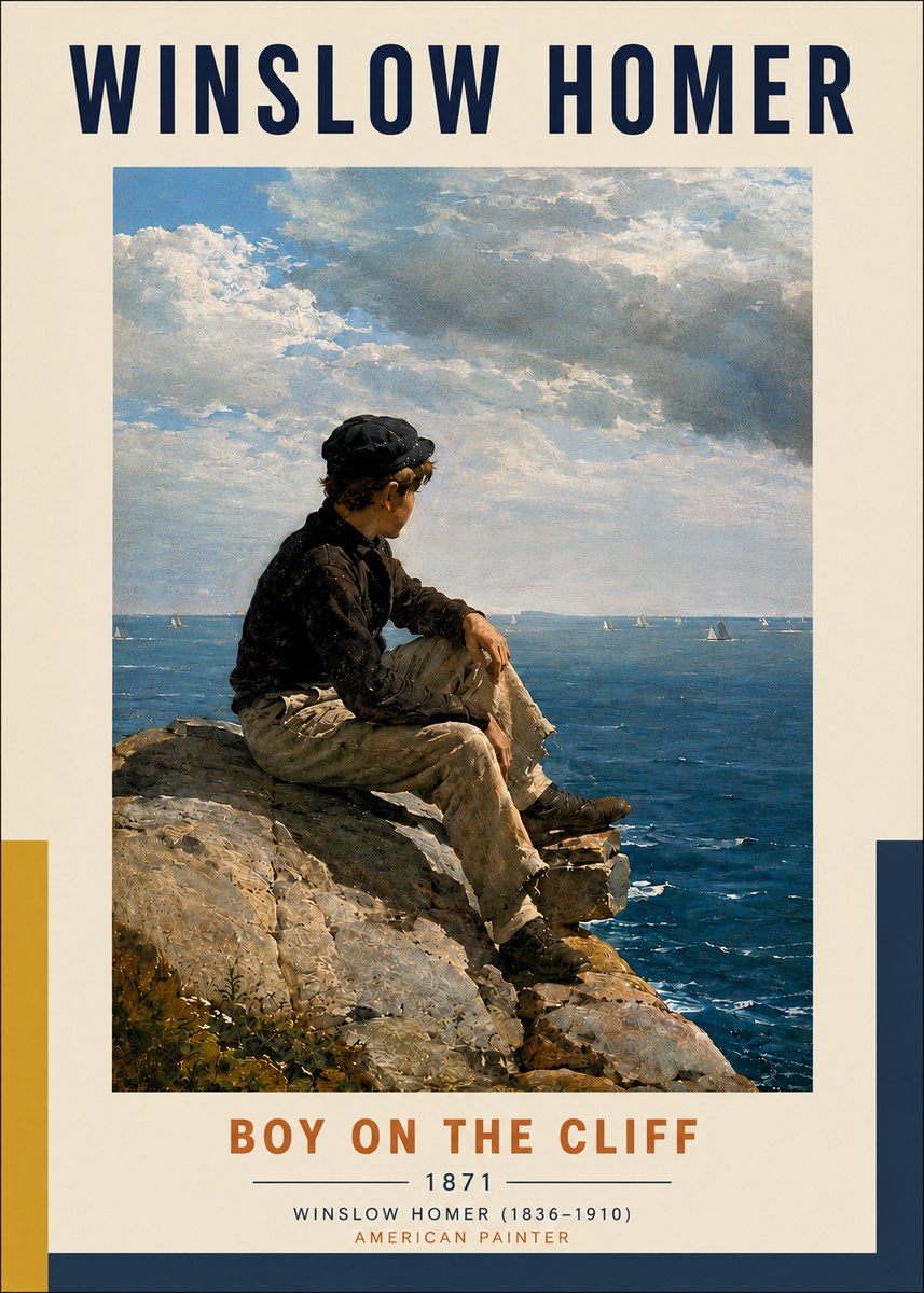 Winslow Homer Boy on the Cliff No4 - Plakát