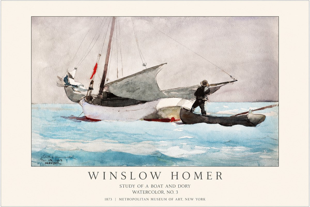 Winslow Homer Study of a Boat and Dory Watercolor, No. 3 No1 - Plakát