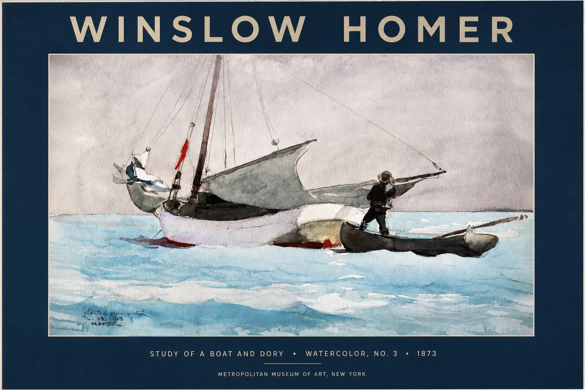 Winslow Homer Study of a Boat and Dory Watercolor, No. 3 No2 - Plakát