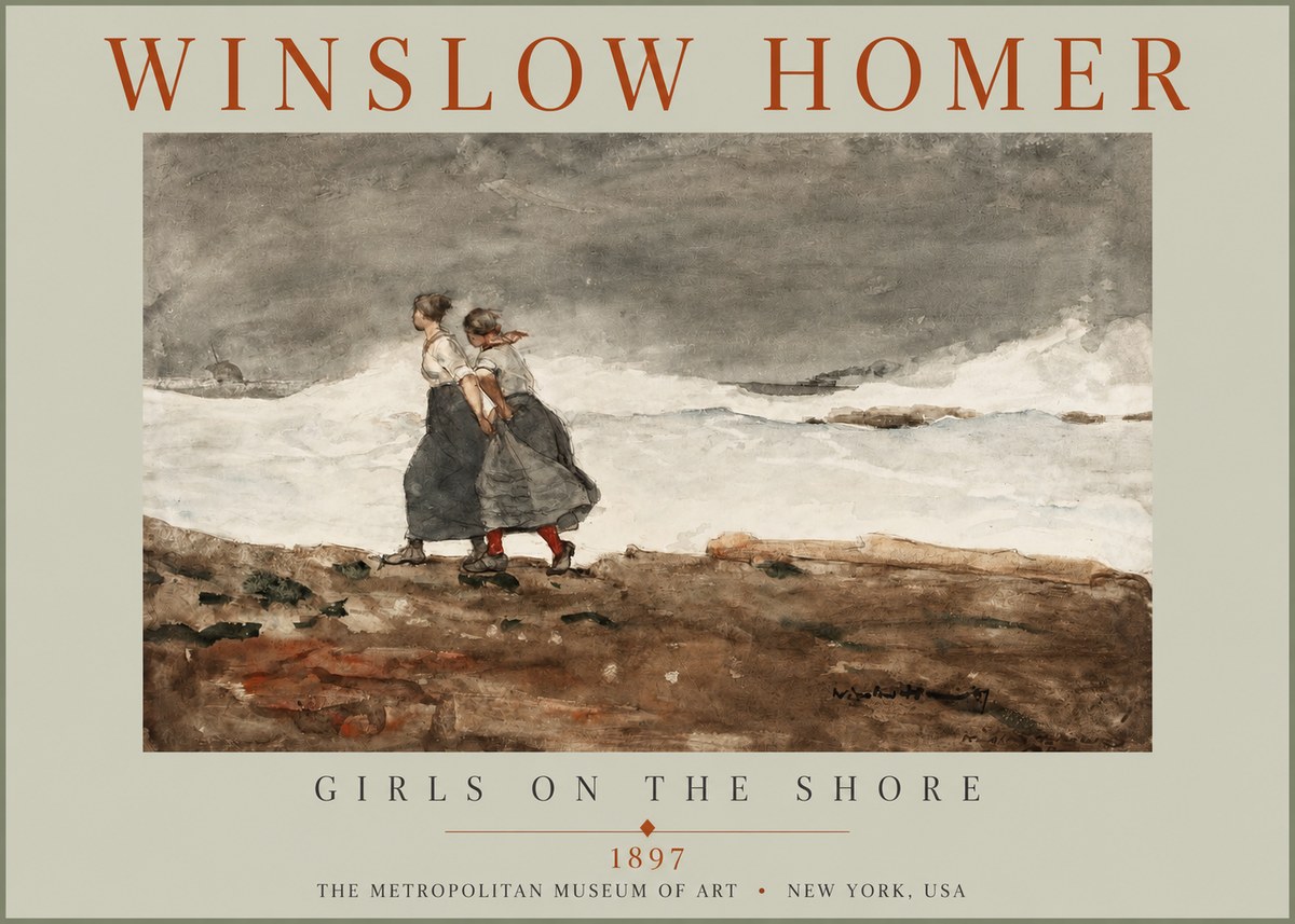 Winslow Homer Girls on the Shore No2 - Plakát