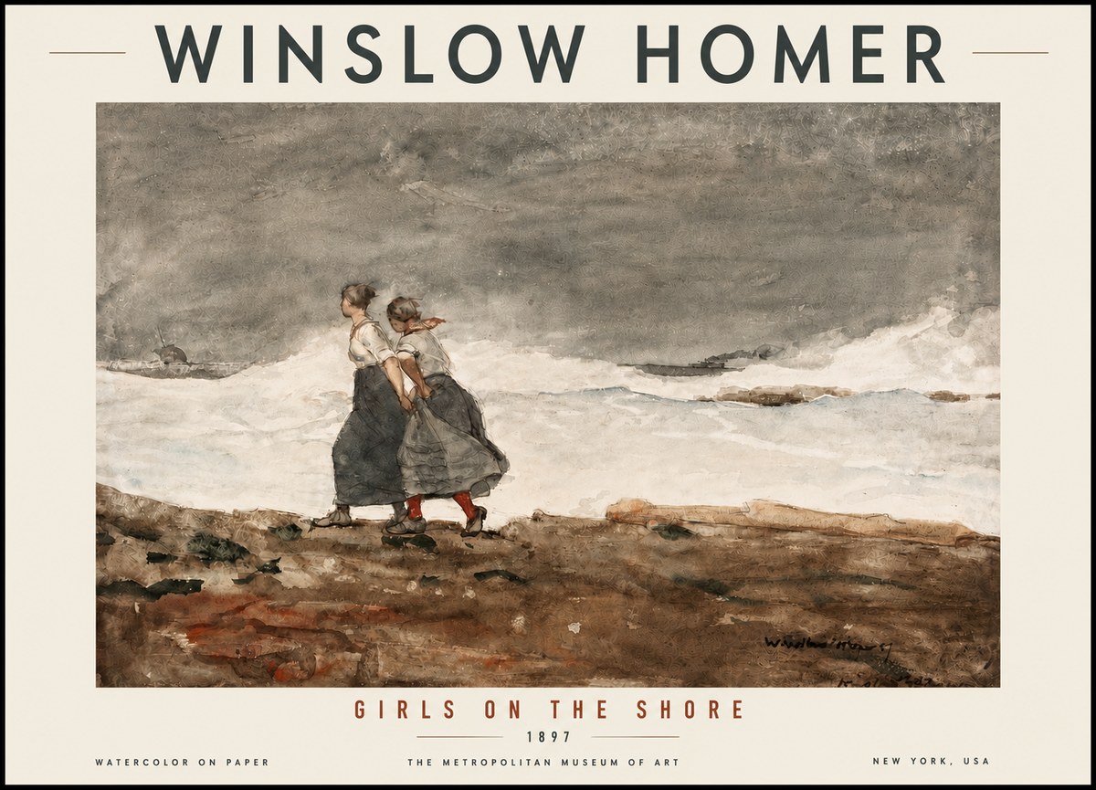 Winslow Homer Girls on the Shore No5 - Plakát