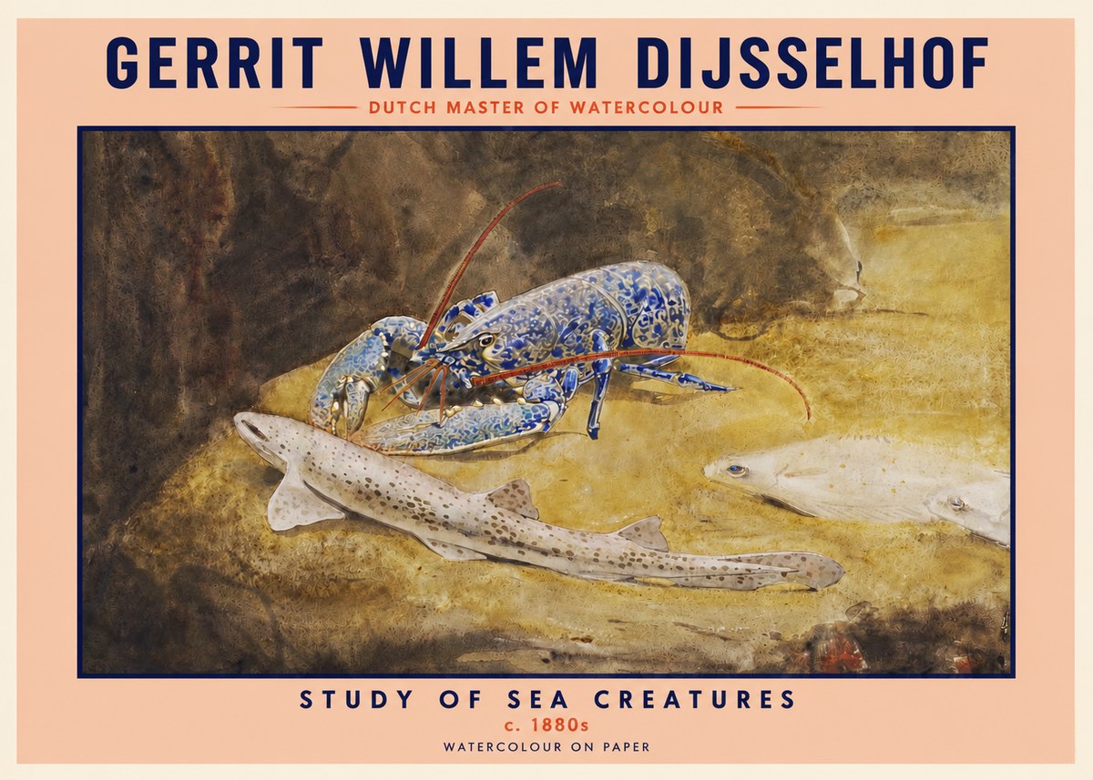 Gerrit Willem Dijsselhof Study of Sea Creatures No2 - Plakát