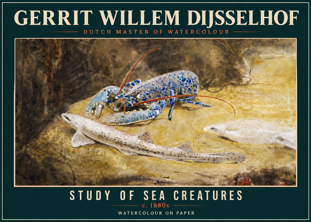 Gerrit Willem Dijsselhof Study of Sea Creatures No4 - Plakát