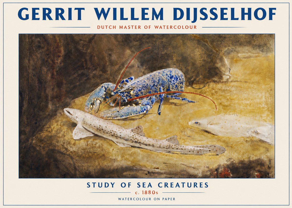Gerrit Willem Dijsselhof Study of Sea Creatures No5 - Plakát