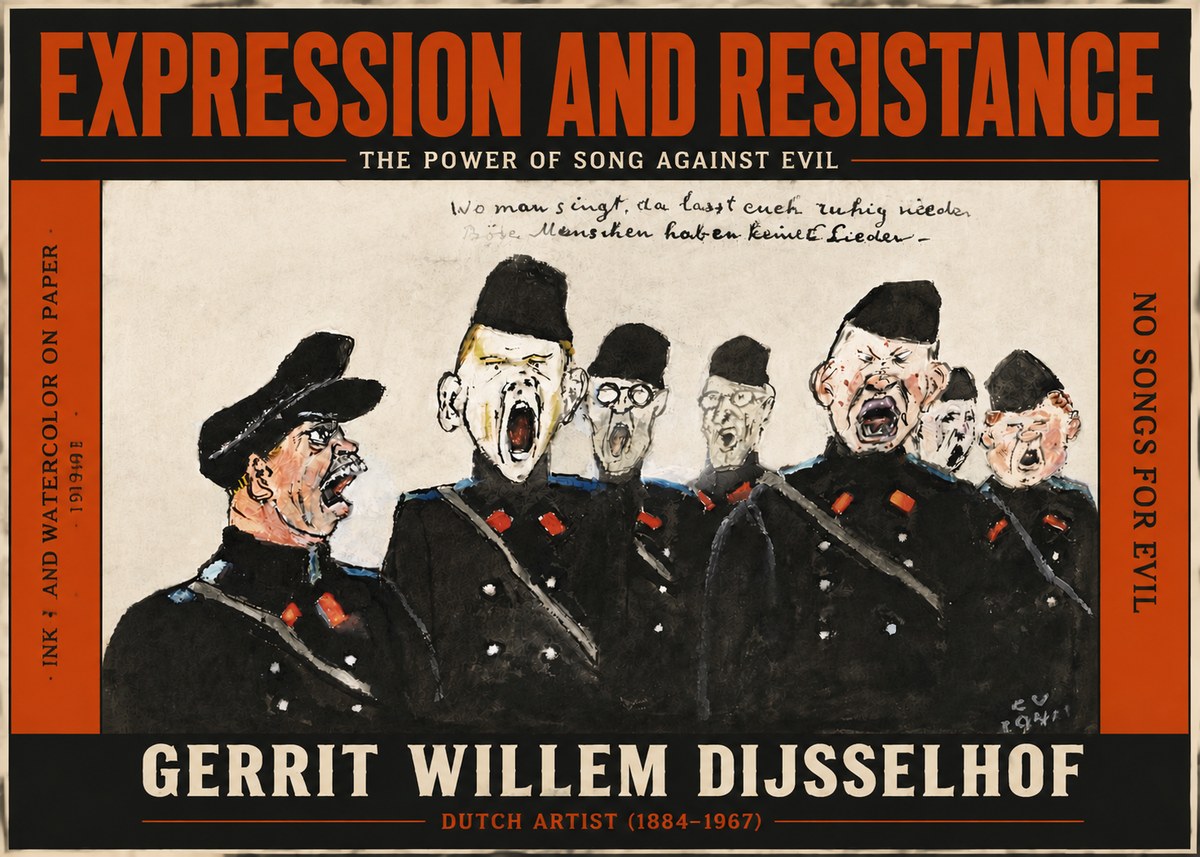 Gerrit Willem Dijsselhof Where Men Sing, There You May Rest in Peace; Evil People Have No Songs. No4 - Plakát