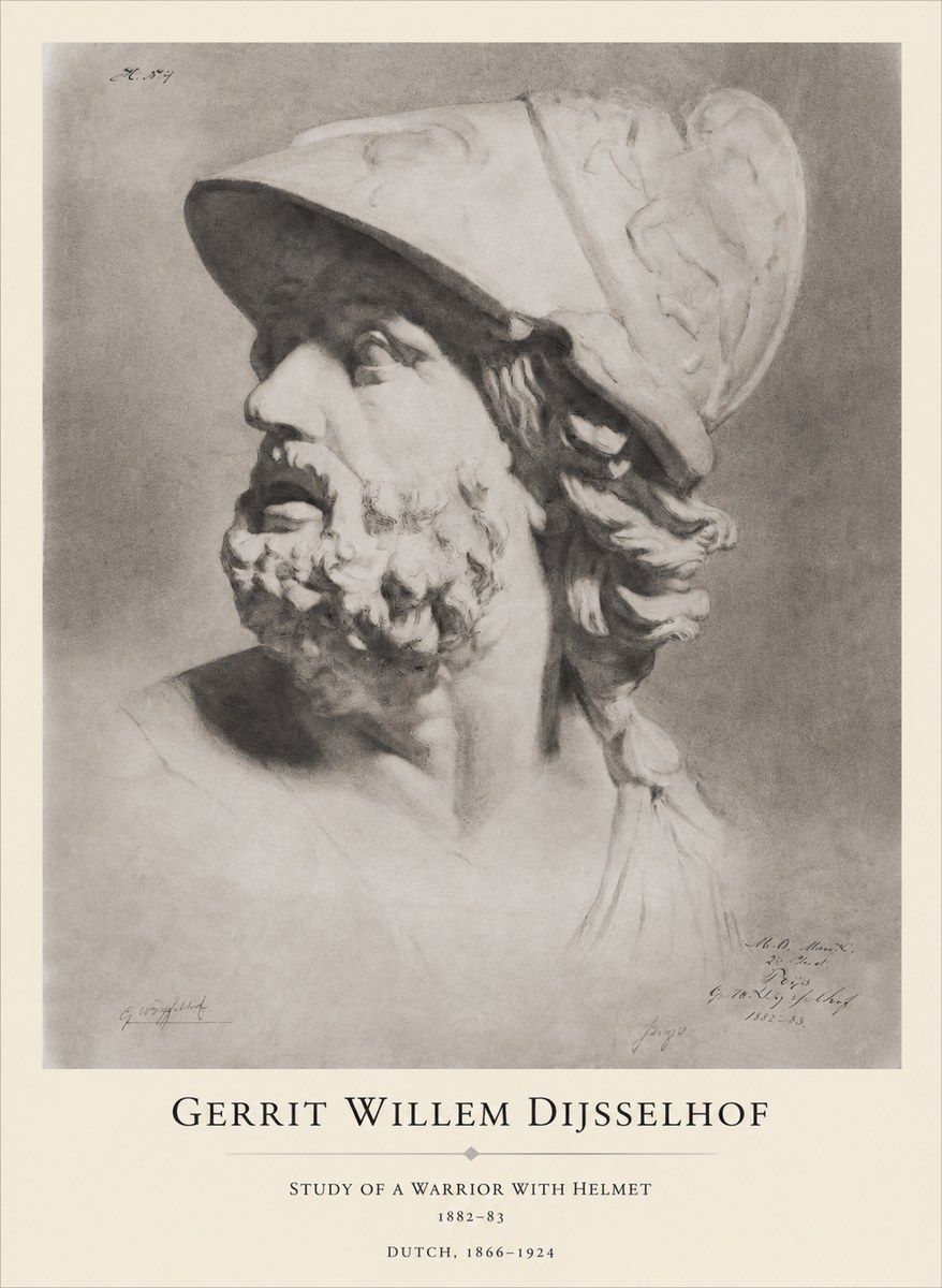 Gerrit Willem Dijsselhof Study of a Warrior with Helmet No1 - Plakát
