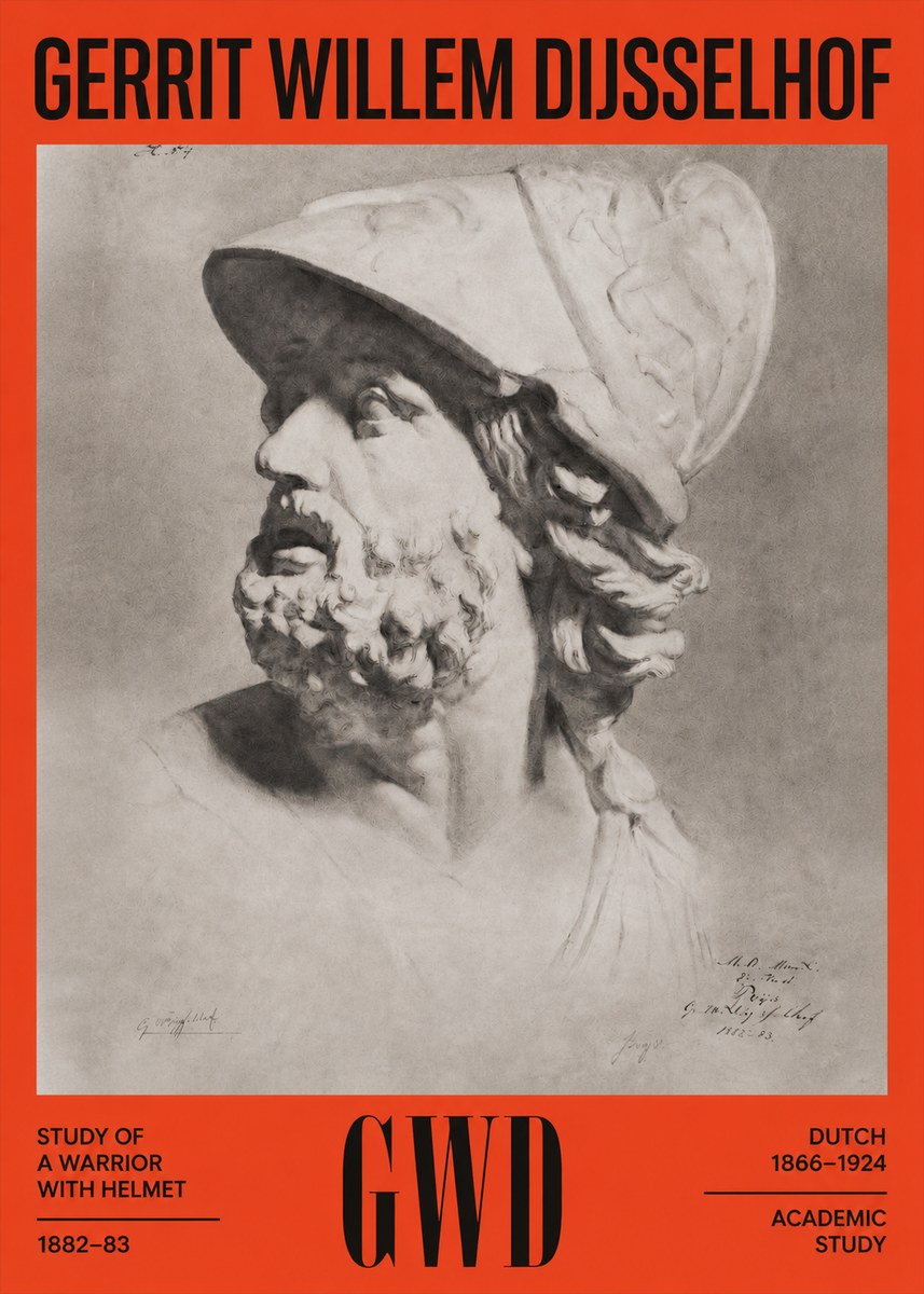 Gerrit Willem Dijsselhof Study of a Warrior with Helmet No2 - Plakát