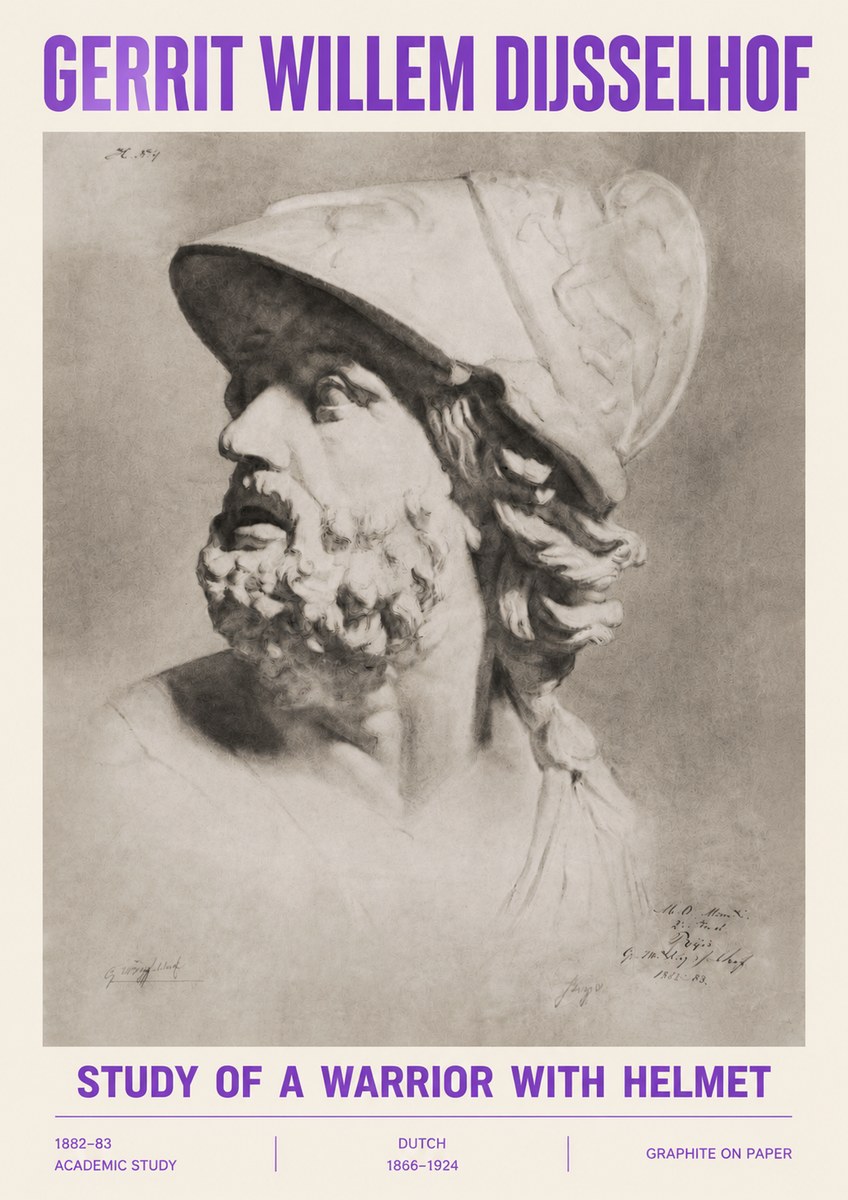 Gerrit Willem Dijsselhof Study of a Warrior with Helmet No4 - Plakát