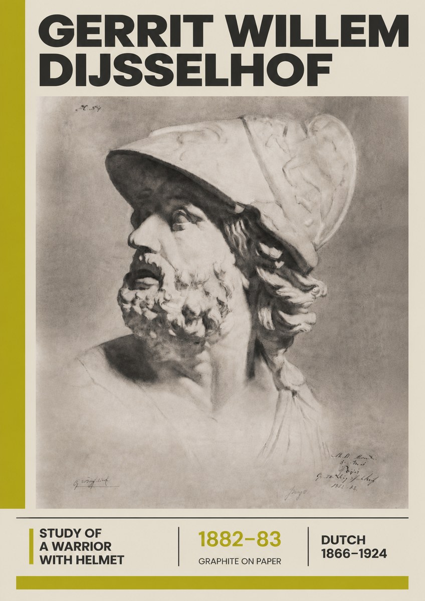 Gerrit Willem Dijsselhof Study of a Warrior with Helmet No6 - Plakát