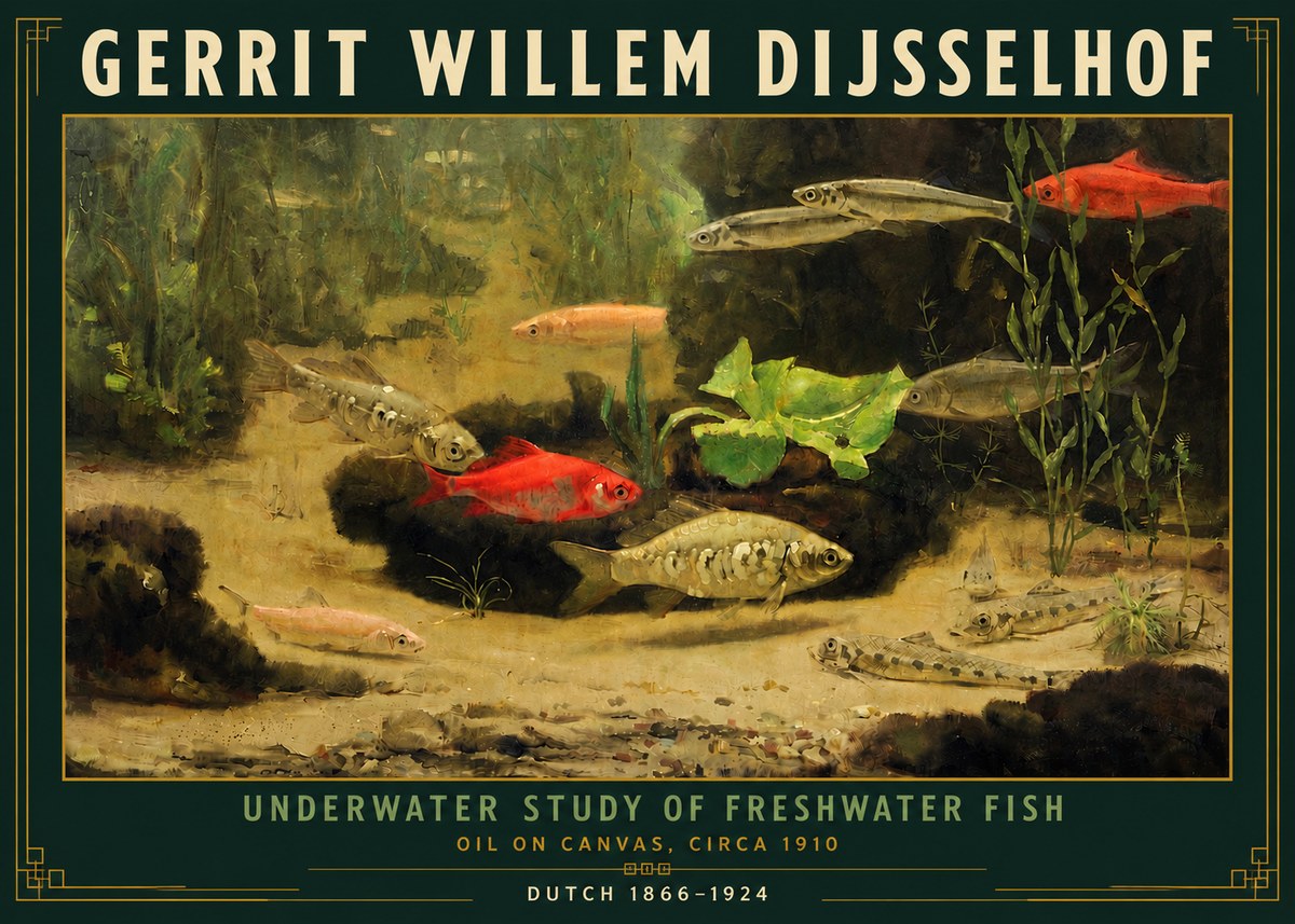 Gerrit Willem Dijsselhof Underwater Study of Freshwater Fish No5 - Plakát