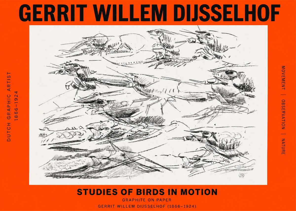 Gerrit Willem Dijsselhof Studies of Birds in Motion No2 - Plakát