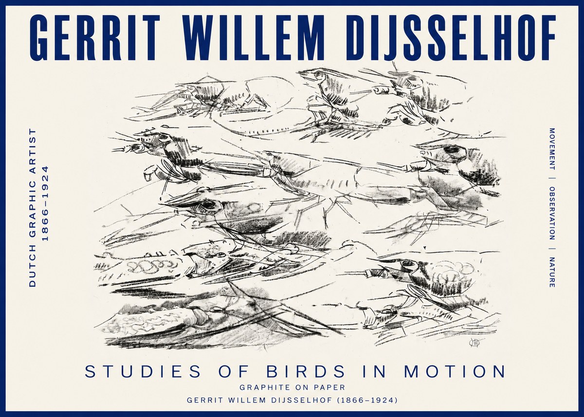 Gerrit Willem Dijsselhof Studies of Birds in Motion No3 - Plakát