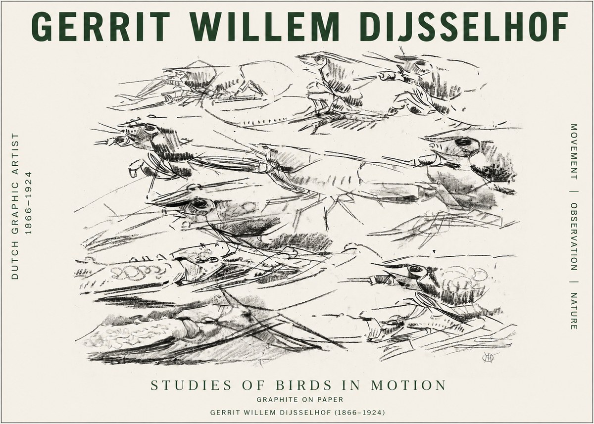 Gerrit Willem Dijsselhof Studies of Birds in Motion No4 - Plakát