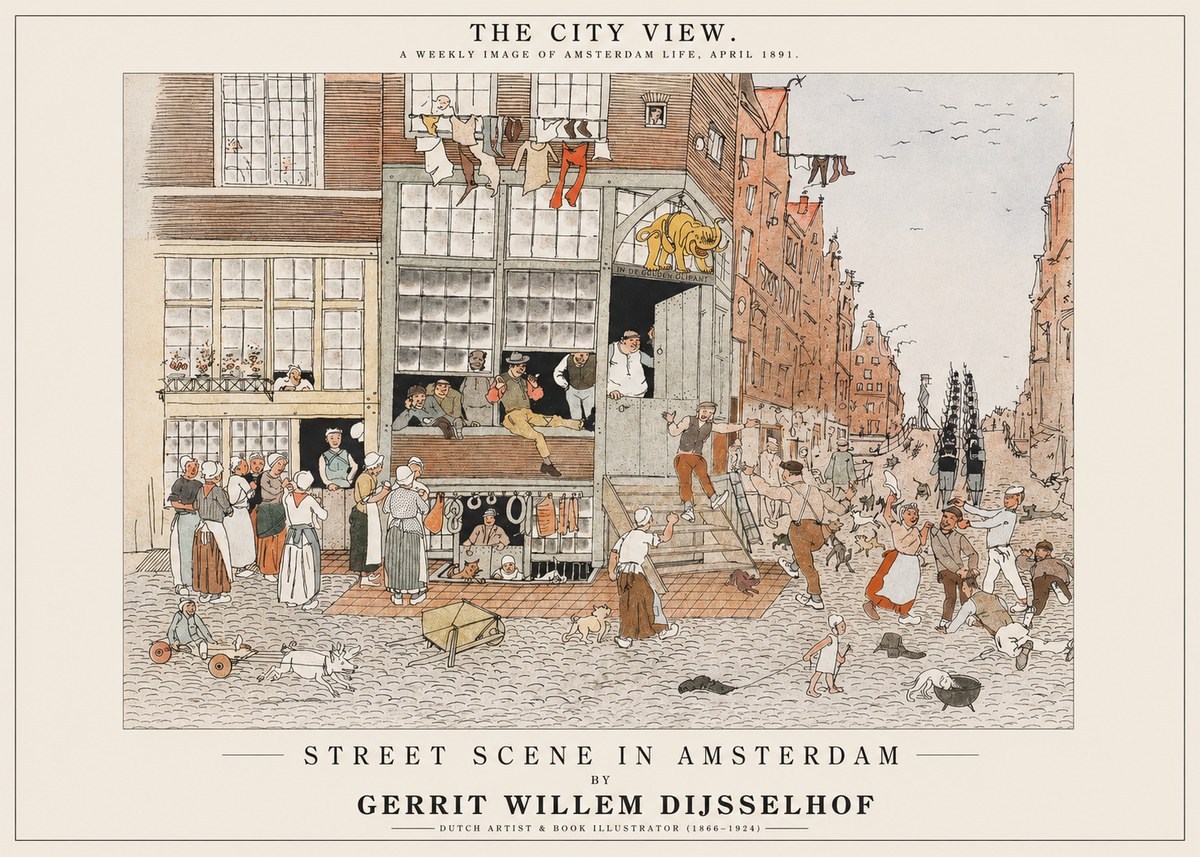 Gerrit Willem Dijsselhof Street Scene in Amsterdam No1 - Plakát