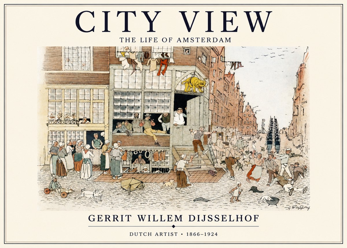 Gerrit Willem Dijsselhof Street Scene in Amsterdam No2 - Plakát