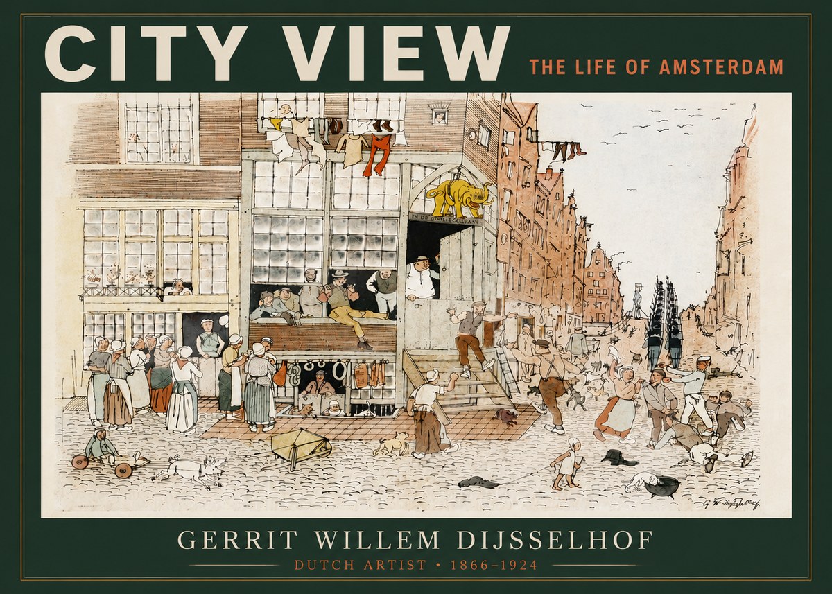Gerrit Willem Dijsselhof Street Scene in Amsterdam No4 - Plakát
