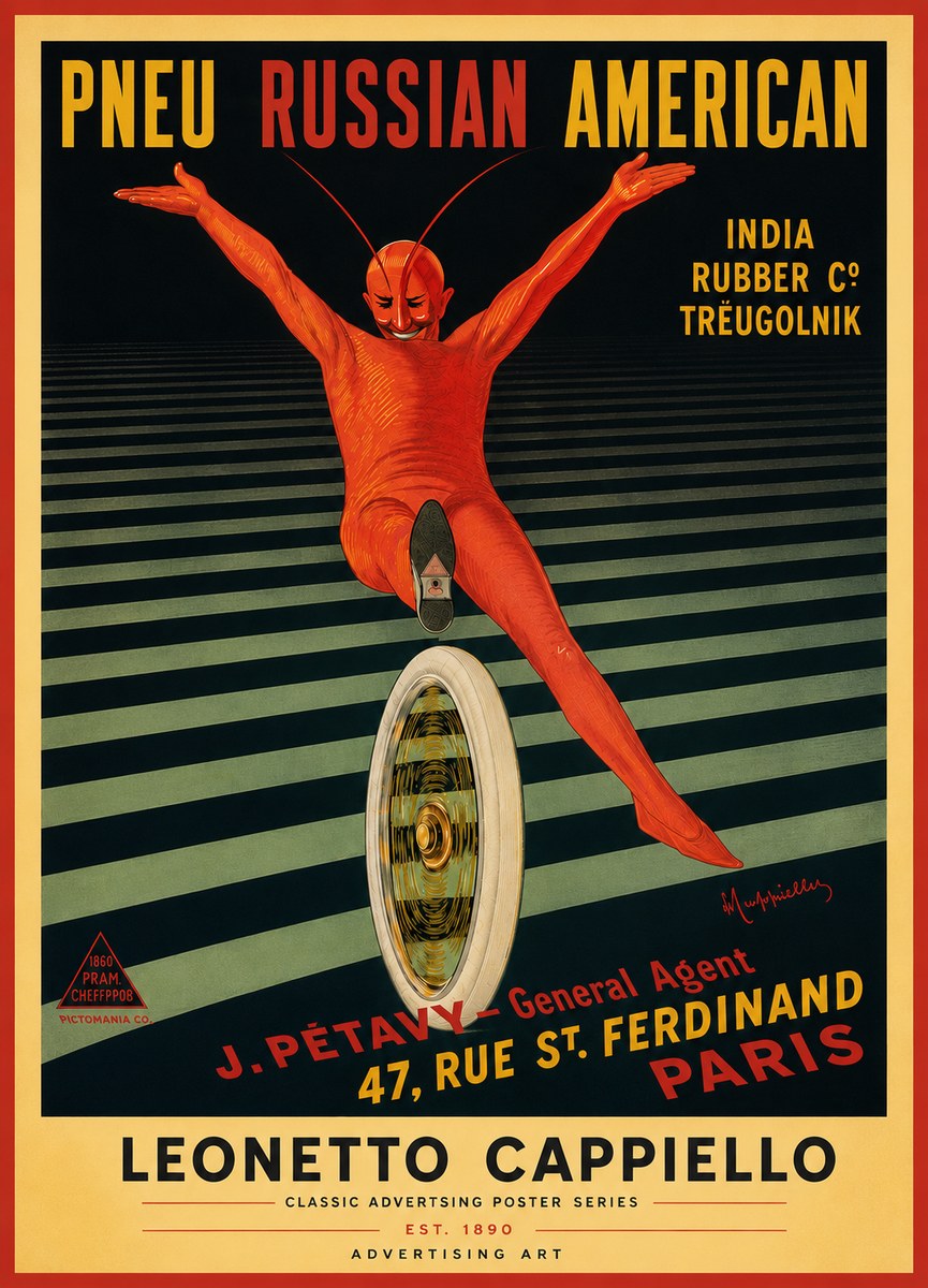 Leonetto Cappiello Pneu Russian American No5 - Plakát