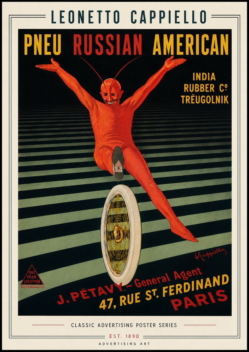 Leonetto Cappiello Pneu Russian American No6 - Plakát