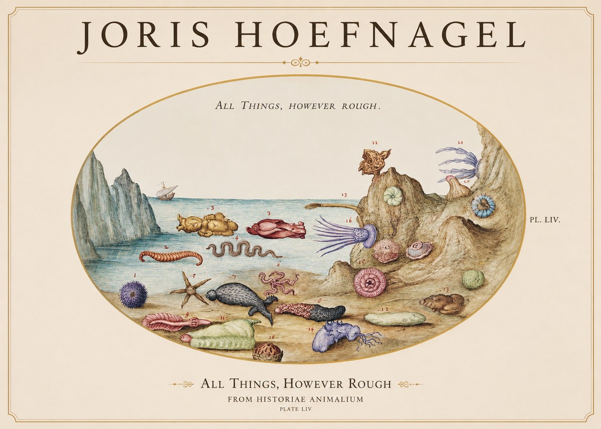 Joris Hoefnagel Totvs Echinvs Asper. Plate Liv No2 - Plakát