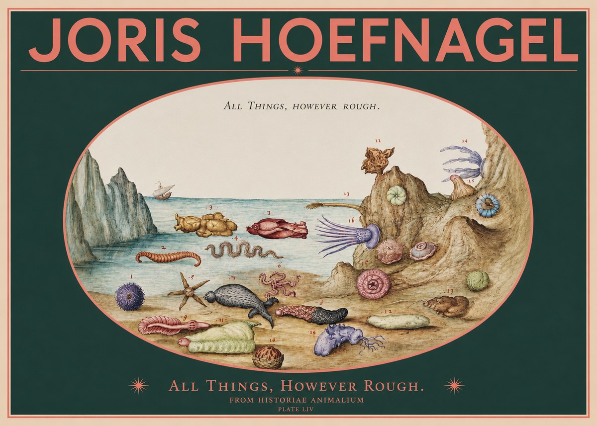 Joris Hoefnagel Totvs Echinvs Asper. Plate Liv No3 - Plakát