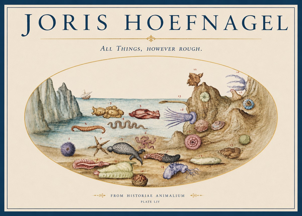 Joris Hoefnagel Totvs Echinvs Asper. Plate Liv No4 - Plakát