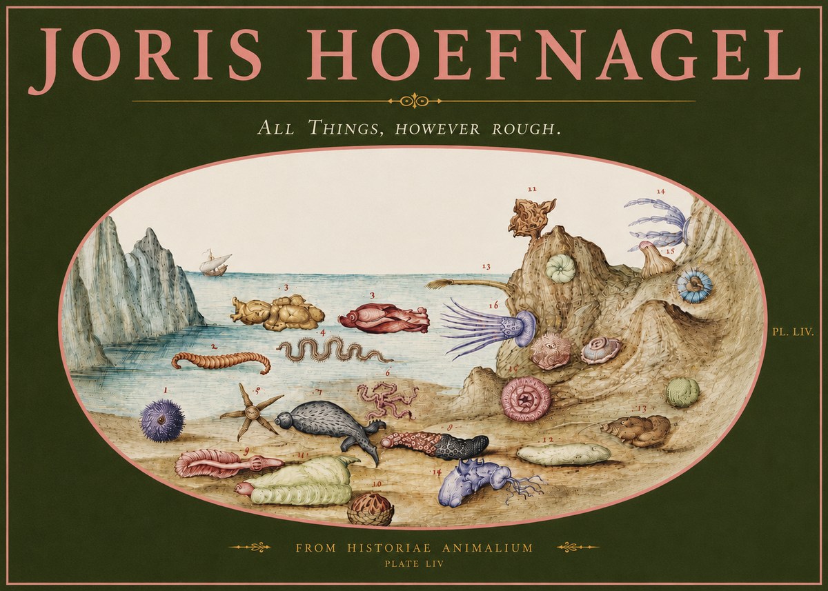 Joris Hoefnagel Totvs Echinvs Asper. Plate Liv No5 - Plakát