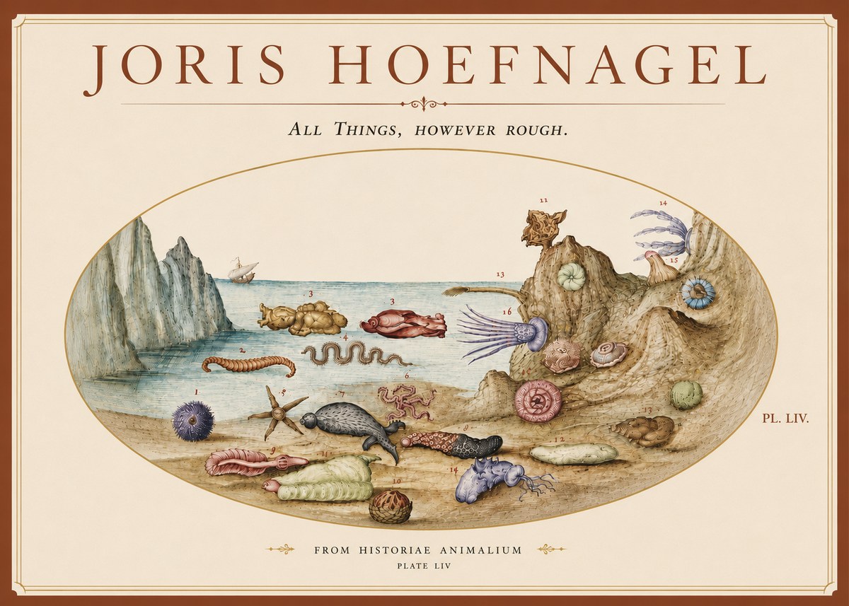 Joris Hoefnagel Totvs Echinvs Asper. Plate Liv No6 - Plakát