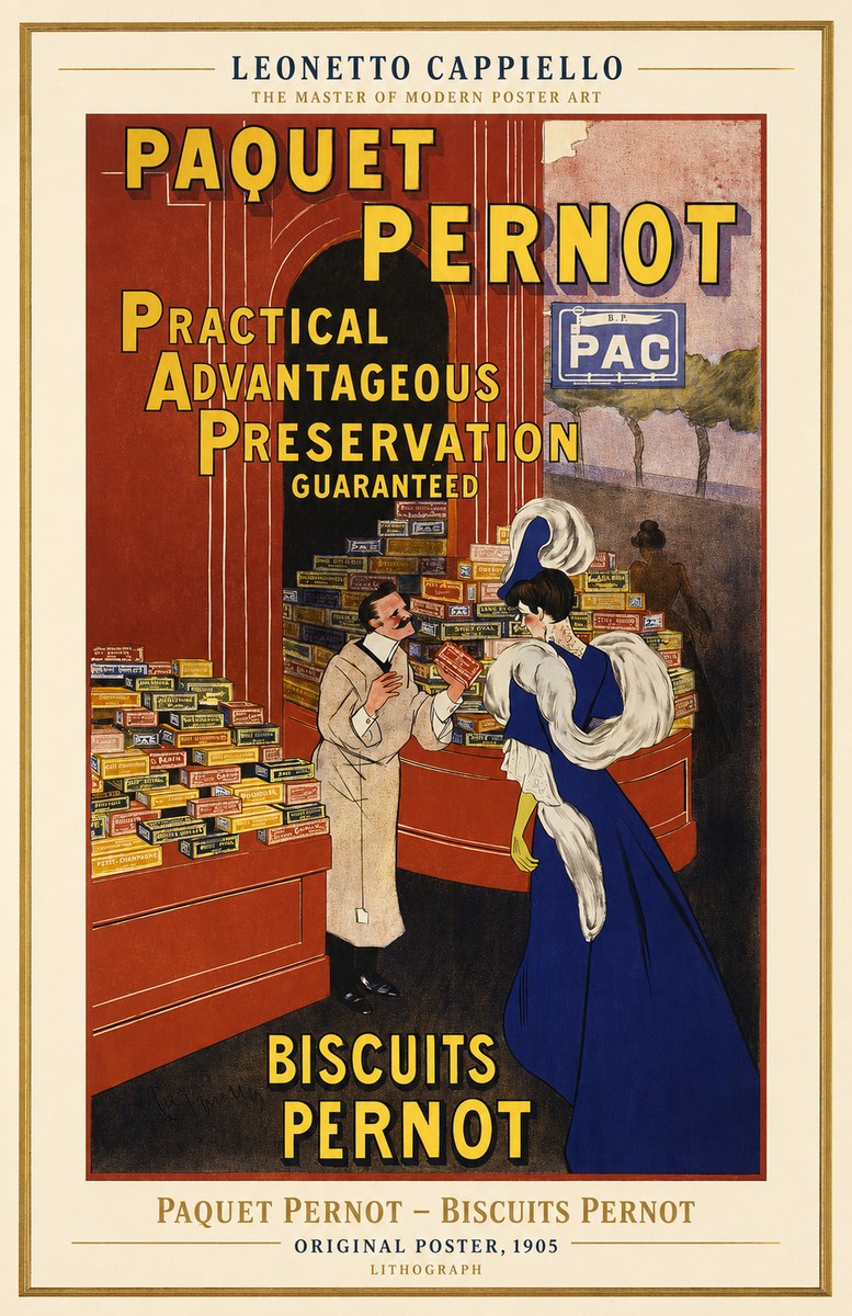 Leonetto Cappiello Paquet Pernot – Biscuits Pernot No1 - Plakát