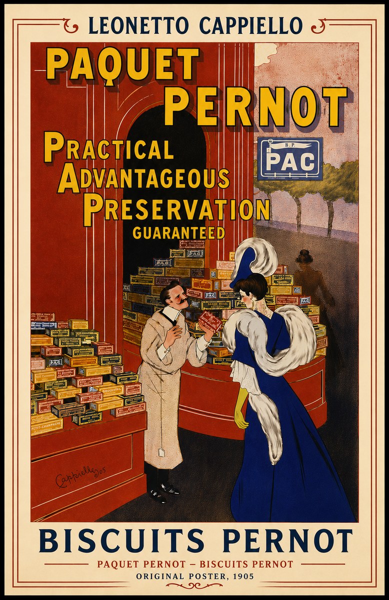 Leonetto Cappiello Paquet Pernot – Biscuits Pernot No5 - Plakát