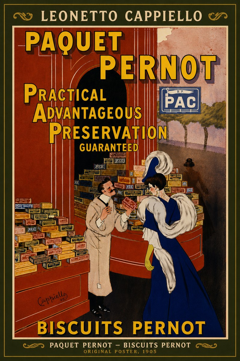 Leonetto Cappiello Paquet Pernot – Biscuits Pernot No6 - Plakát