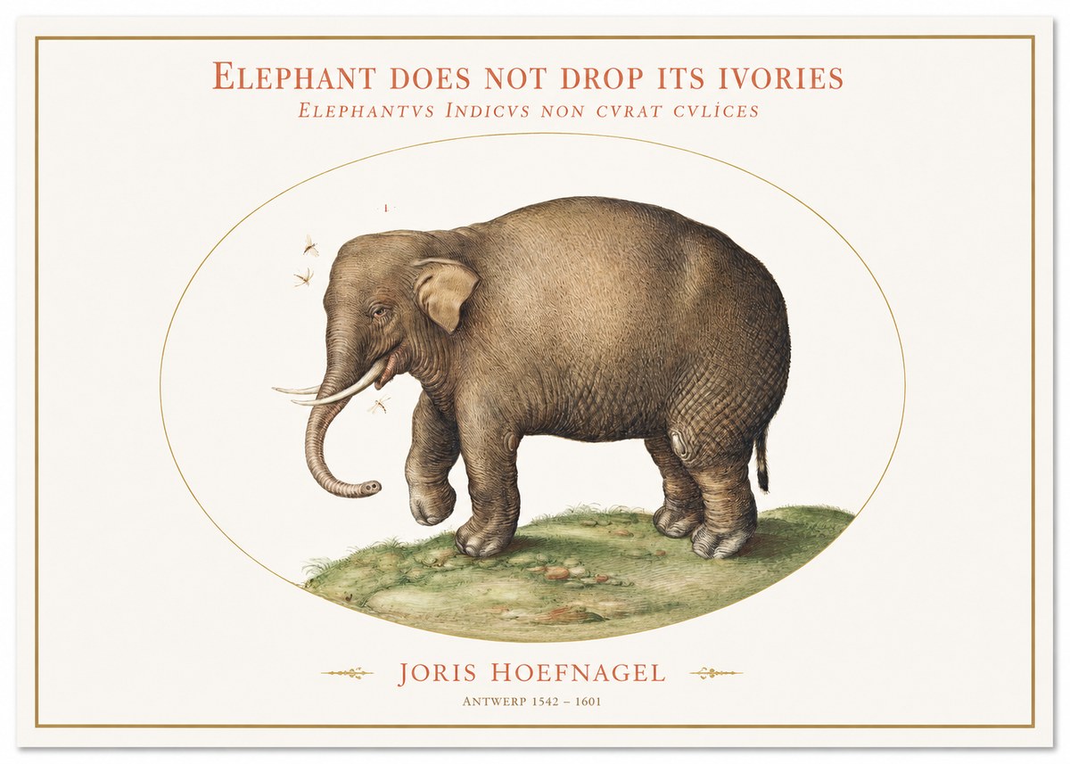 Joris Hoefnagel Elephant Does Not Drop Its Ivories No1 - Plakát