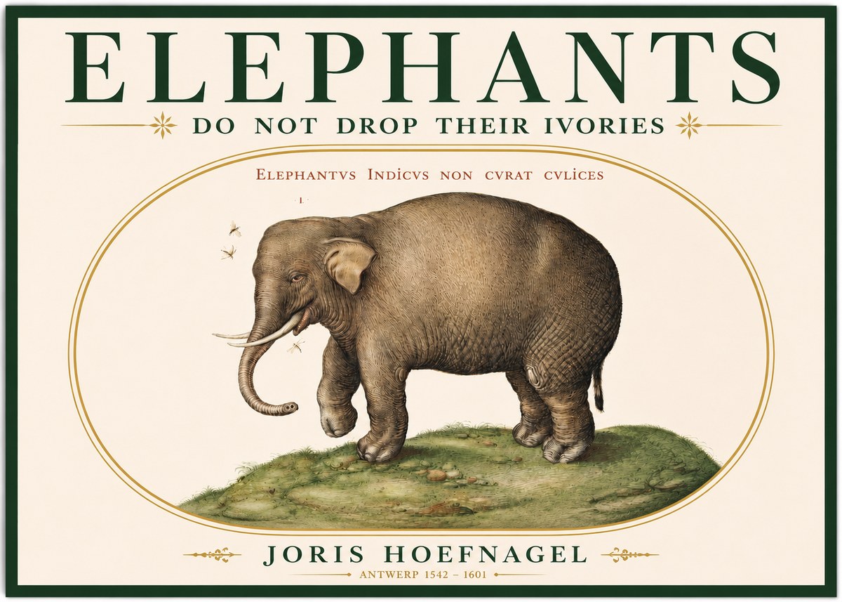 Joris Hoefnagel Elephant Does Not Drop Its Ivories No3 - Plakát