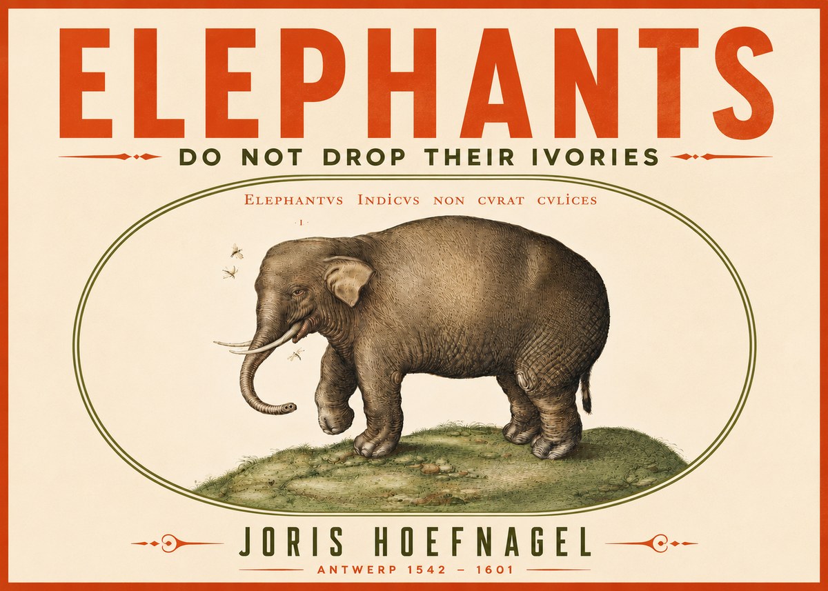Joris Hoefnagel Elephant Does Not Drop Its Ivories No5 - Plakát