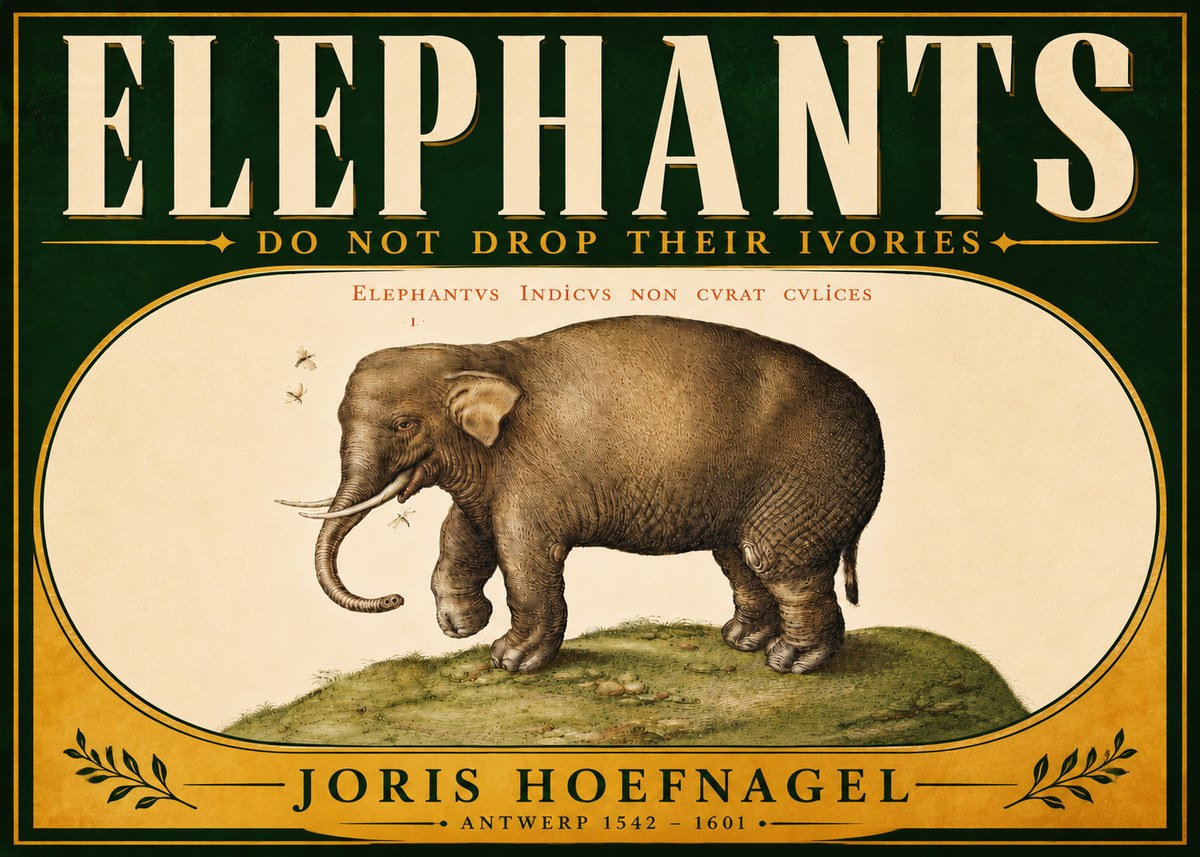 Joris Hoefnagel Elephant Does Not Drop Its Ivories No6 - Plakát
