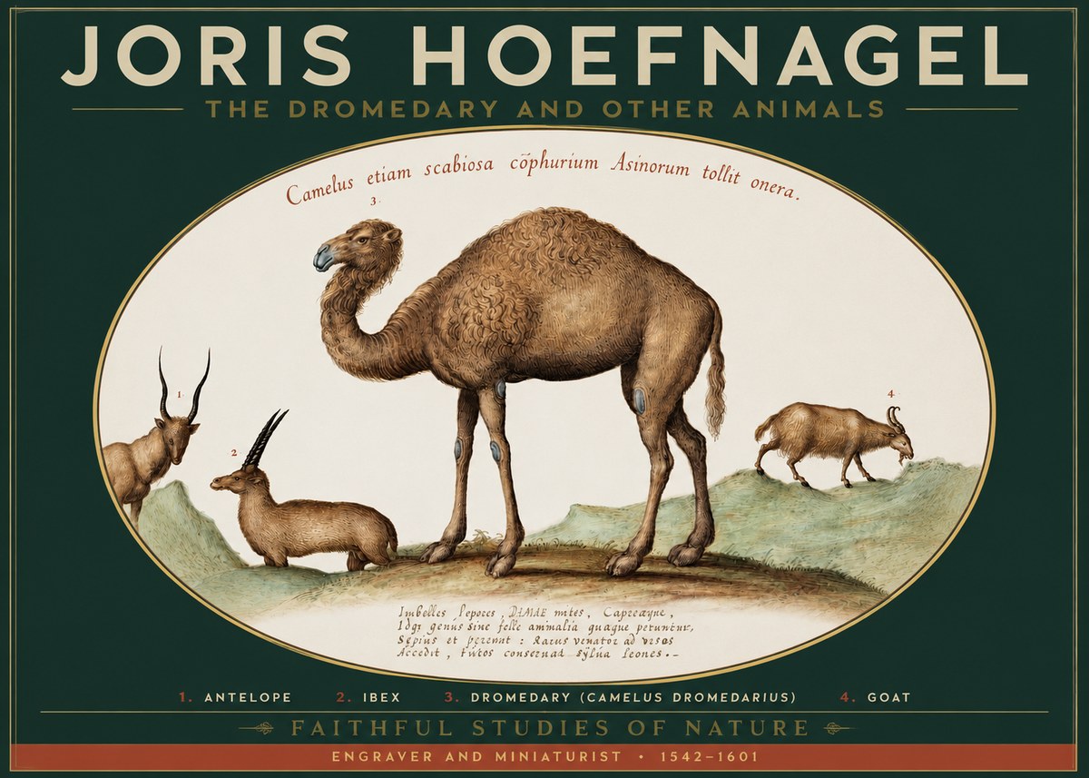 Joris Hoefnagel The Dromedary and Other Animals from Studies of Nature No2 - Plakát