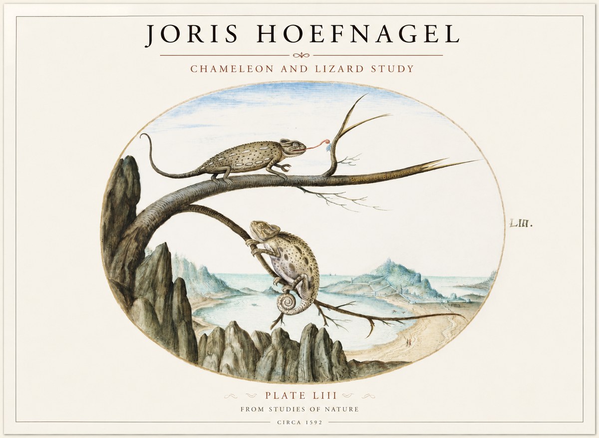 Joris Hoefnagel Chameleon and Lizard No2 - Plakát