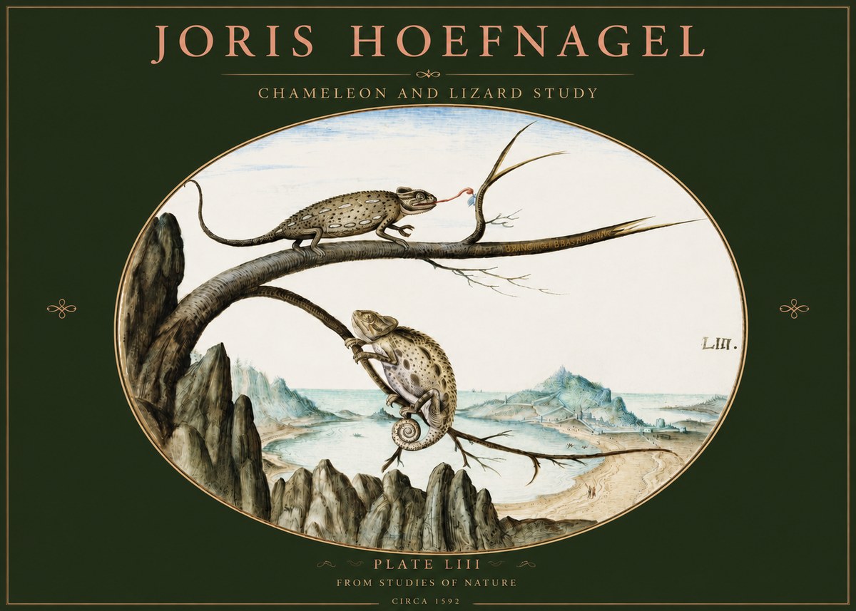 Joris Hoefnagel Chameleon and Lizard No3 - Plakát