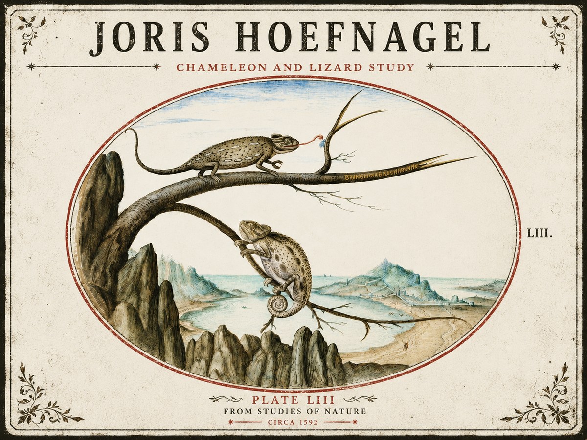 Joris Hoefnagel Chameleon and Lizard No5 - Plakát