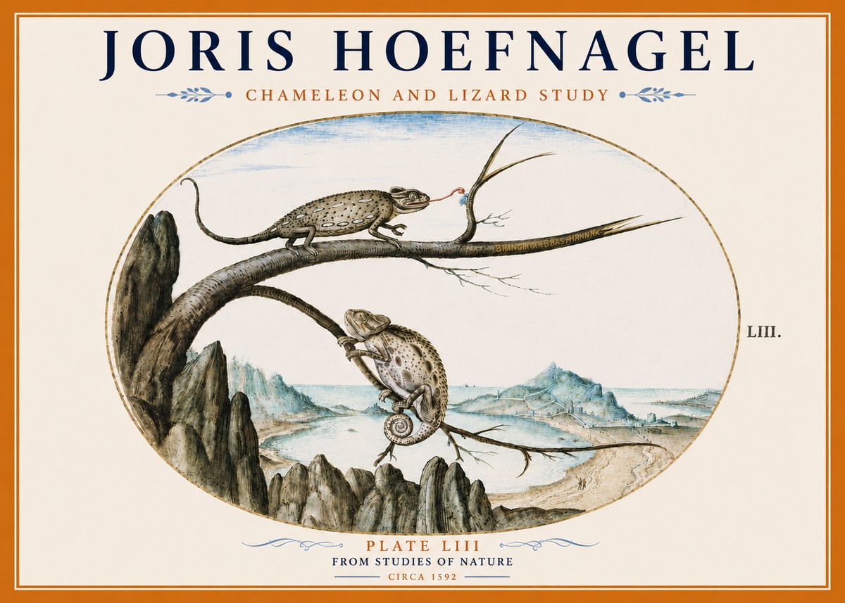 Joris Hoefnagel Chameleon and Lizard No6 - Plakát