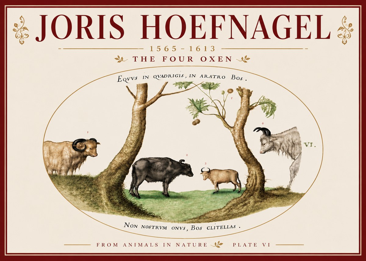 Joris Hoefnagel The Four Oxen No6 - Plakát