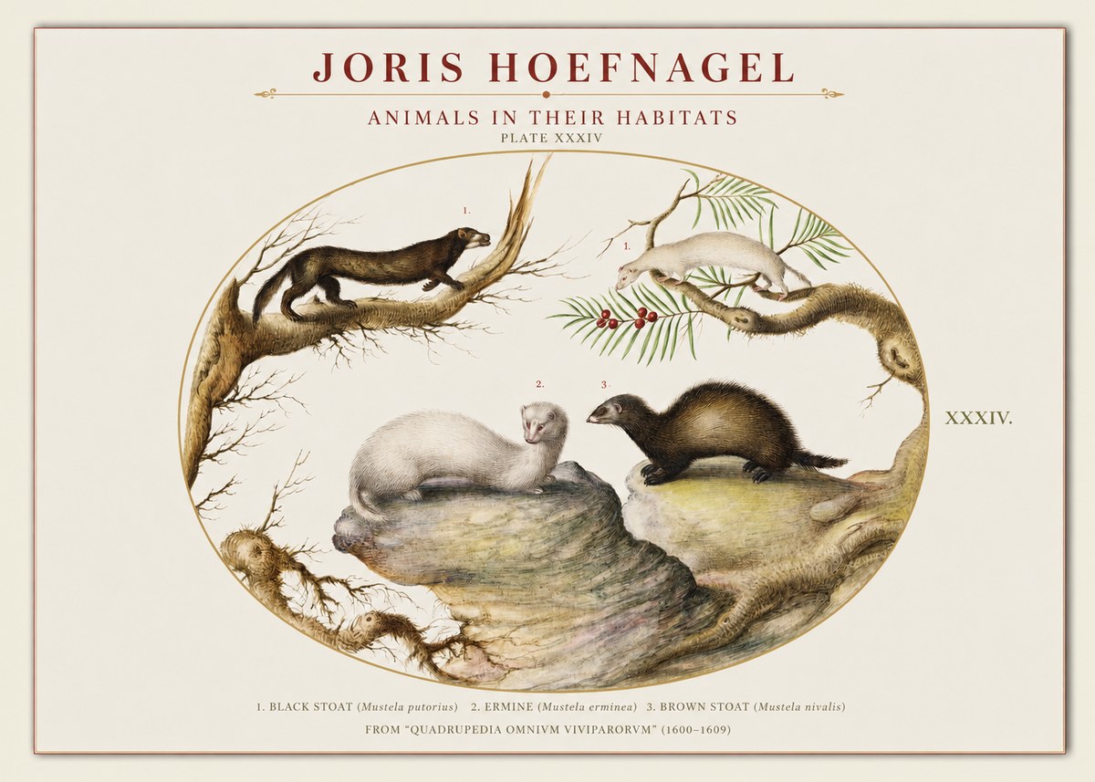 Joris Hoefnagel Animals in Their Habitats Plate Xxxiv No1 - Plakát
