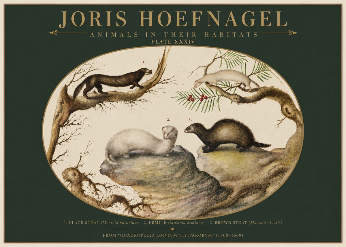 Joris Hoefnagel Animals in Their Habitats Plate Xxxiv No2 - Plakát